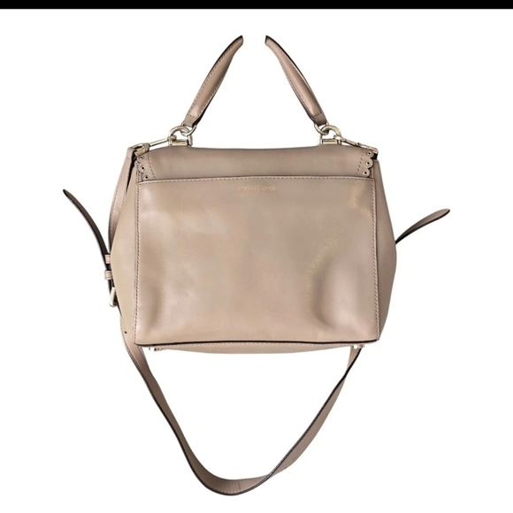 Michael Kors Ava Scalloped Satchel Shoulder Bag Brige Leather Gold Hardware - Picture 3 of 15